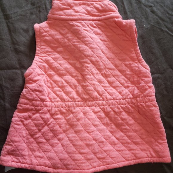 Vest Coral Pink Embroidered Butterfly Quilted diamond pattern Carter's 12 Month - Picture 2 of 3
